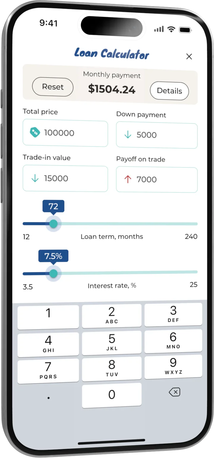 RV loan calculator in the RVwise.AI app